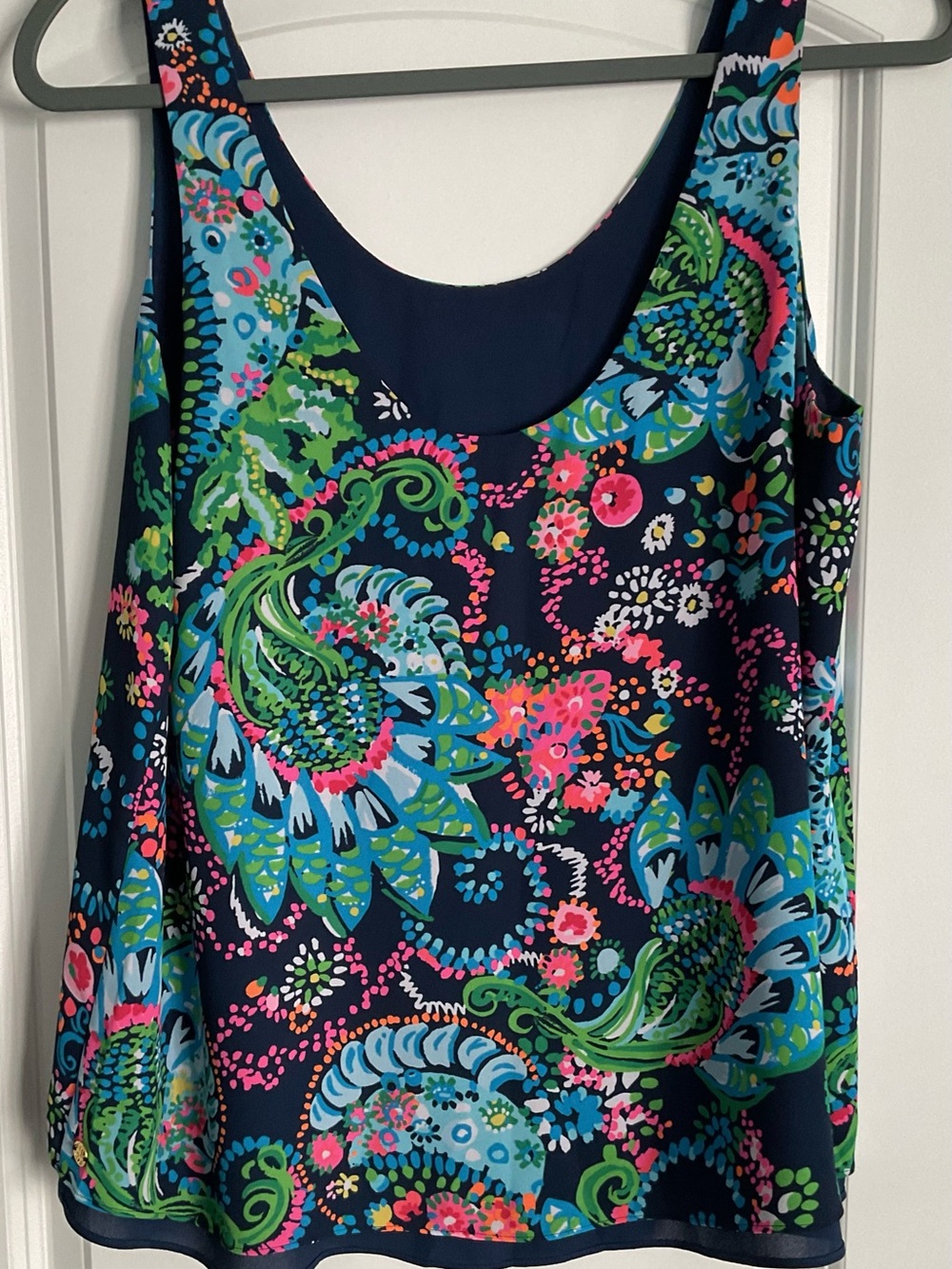 Lilly Pulitzer Navy Floral Paisley Tank with Multicolor Accents